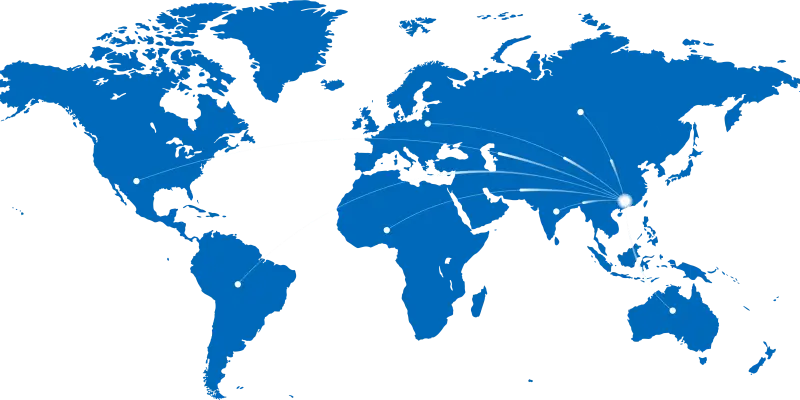 World map representing ZOC Machinery's international industrial customer network